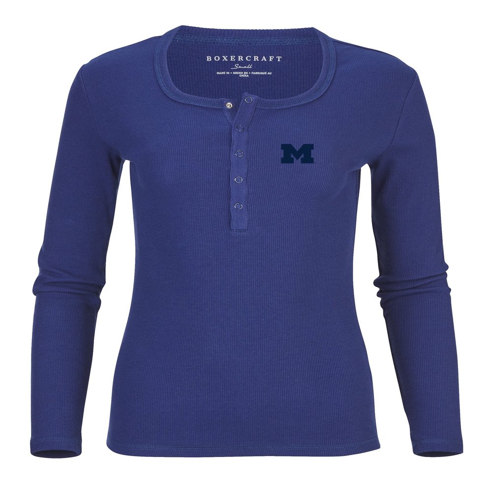 Boxercraft Women's University of Michigan Wolverines Harper Henley, Navy, L