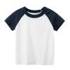 Toddler Kids Baby Boys Girls Color Block Short Sleeve Crewneck T Shirts Tops Tee Clothes Athletic (Navy #0, 2-3 Years) view 1