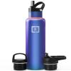 IRON FLASK Camping & Hiking Hydration Flask with Straw, BPA-Free Insulated Stainless Steel Sports Water Bottle - 24 oz Aurora view 1