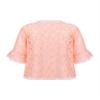 Jizyo Youth Girls Floral Lace Bolero Shrug Top Middle Sleeve Tie Front Elegant Cardigan Sweater Ruffled Hem Dress Cover Up Pink Love 6-8 Years view 2