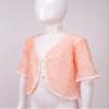 Jizyo Youth Girls Floral Lace Bolero Shrug Top Middle Sleeve Tie Front Elegant Cardigan Sweater Ruffled Hem Dress Cover Up Pink Love 6-8 Years view 3