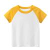 Toddler Kids Baby Boys Girls Color Block Short Sleeve Crewneck T Shirts Tops Tee Clothes Athletic (Yellow #0, 1-2 Years) view 1