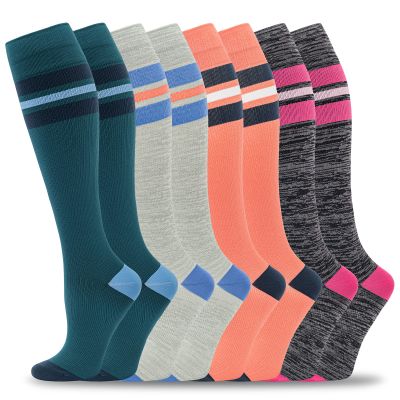 fenglaoda 8 Pairs Compression Socks for Men & Women 20-30 mmHg Knee High Nurse Pregnant Running Medical and Travel Athletic(S/M,Multi11)