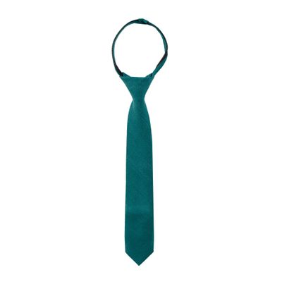 Spring Notion Boys' Linen Blend Zipper Necktie Teal Small