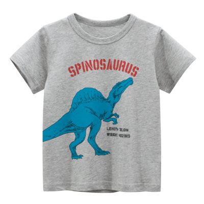 Toddler Kids Baby Boys Girls Dinosaur Short Sleeve Crewneck T Shirts Tops Tee Clothes for Children (Grey-@, 3-4 Years)