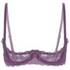 Yihuimin Women's Sheer Lace 1/4 Cup Underwired Shelf Bra Balconette Unlined See Through Bralette Purple Small view 1