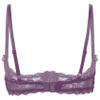 Yihuimin Women's Sheer Lace 1/4 Cup Underwired Shelf Bra Balconette Unlined See Through Bralette Purple Small view 2
