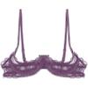Yihuimin Women's Sheer Lace 1/4 Cup Underwired Shelf Bra Balconette Unlined See Through Bralette Purple Small view 4