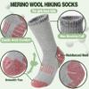 Sandsuced Kids Merino Wool Hiking Socks Girls Boys Toddler Winter Thermal Warm Cozy Boot Thick Cushion Gift Stocking Stuffers Socks 4 Pairs(Purle/Blue/Red/Grey,8-12 Years) view 3