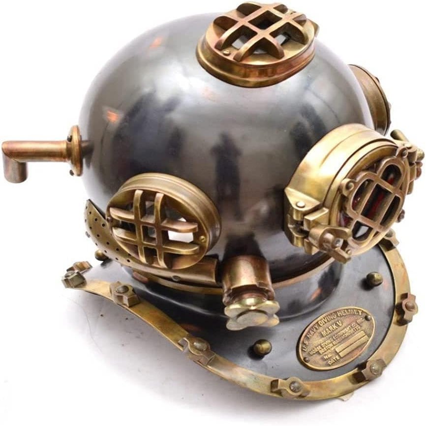 Vintage Helmet Diving Navy Divers Deep Sea Mark V Antique Nautical Us Scuba Brass Marine Home Decor & Office