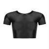Yhong Women's Smooth Crew Neck Short Sleeve Casual Spandex Crop Top T-Shirt Slim Fit Casual Compression Workout Vest Black X-Large view 3
