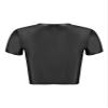 Yhong Women's Smooth Crew Neck Short Sleeve Casual Spandex Crop Top T-Shirt Slim Fit Casual Compression Workout Vest Black X-Large view 4