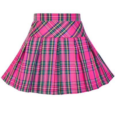 Sunny Fashion Girls Skirt Back School Uniform Pink Tartan Skirt Size 4-5