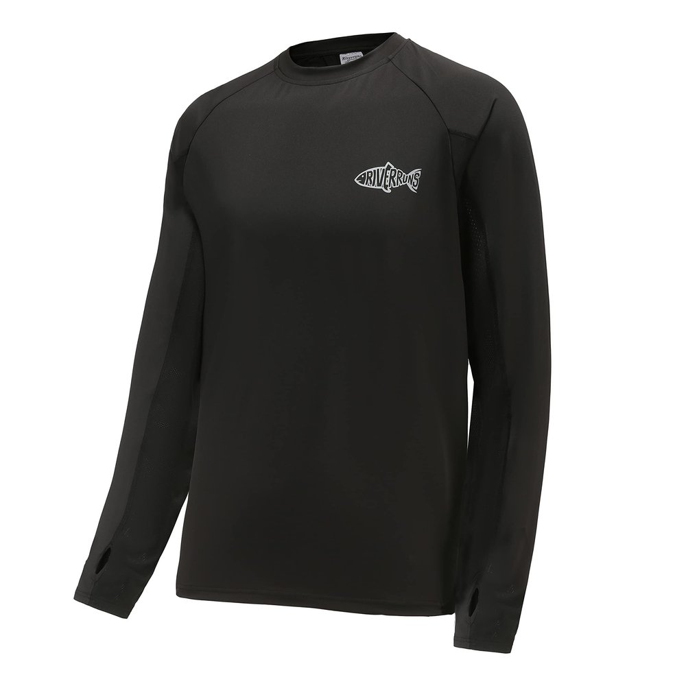 Fishing Shirt for Men Long Sleeve UPF 50+ UV Sun Protection Rash Guard for Swimming Hiking Running Workout (Black, XL)