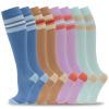 fenglaoda 8 Pairs Compression Socks for Men & Women 20-30 mmHg Knee High Nurse Pregnant Running Medical and Travel Athletic(L/XL,Multi07) view 1