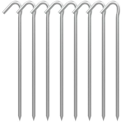 AAGUT Tent Stakes Heavy Duty Metal 9 Inch, 8 Pack Rust-Resistant Galvanized Steel Camping Stake Garden Edging Fence Hooks Yard Tent Pegs for Inflatable, Tarp, Outdoor Christmas Decorations