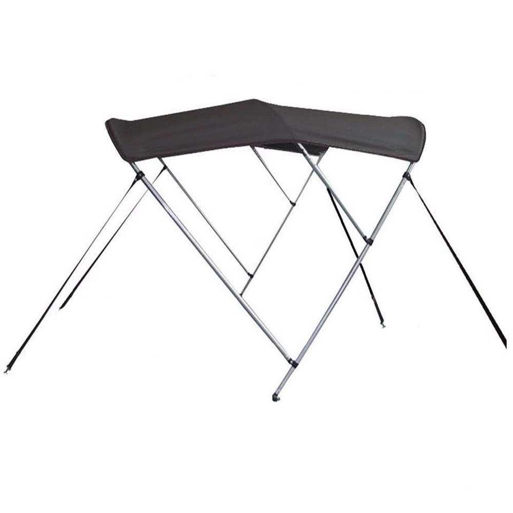 STOPBYUS 7.6 oz Charcoal Grey 3 Bow Round Tube Boat Bimini TOP Sunshade Compatible for Custom Craft Manta RAY Sportsman O/B 1961