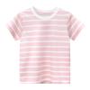 Toddler Kids Baby Boys Girls Stripes Short Sleeve Crewneck T Shirts Tops Tee Clothes Boy Athletic (Pink-`, 6-7 Years) view 1