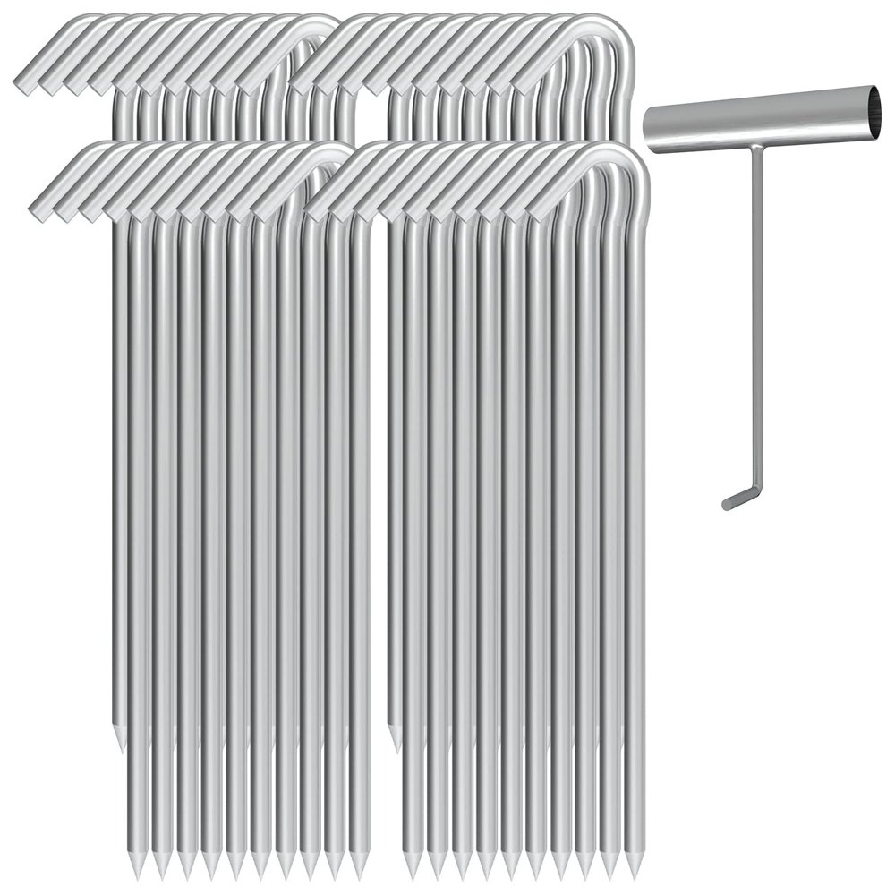OK5STAR Metal Tent Stakes Heavy Duty 9 Inch with Puller Tool, 40 Pack Anti-Rust Galvanized Steel Ground Anchors Camping Tarp Stakes for Inflatables Outdoor Decorations