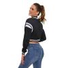 Women's Baseball Varsity Jacket Vintage Crop Top Letter Print College Letterman Coat Bomber Jackets view 2
