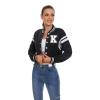 Women's Baseball Varsity Jacket Vintage Crop Top Letter Print College Letterman Coat Bomber Jackets view 4