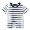 Toddler Kids Baby Boys Girls Stripes Short Sleeve Crewneck T Shirts Tops Tee Clothes Boy Athletic (Blue-`, 4-5 Years) view 1