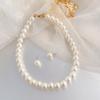Xiyantiji Pearl strands Necklace and Earring Set Faux Pearl Choker Necklaces for Women Pearl Stud Earrings for Bride Wedding Accessories view 2