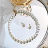 Xiyantiji Pearl strands Necklace and Earring Set Faux Pearl Choker Necklaces for Women Pearl Stud Earrings for Bride Wedding Accessories view 3