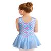 Toddler Ballet Leotards Dance Dress 2t 3t Sleeveless Blue Mermaid Gymnastics Leotard with Skirt (Mermaid Purple, 100(2-3T)) view 2