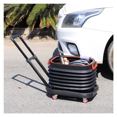 Collapsible Fishing Bucket with Lid and Handle,Foldable Portable Plastic Car Wash Bucket Camping Water Pail,Space Saving Outdoor Waterpot,for Travel Hiking Fishing Camping