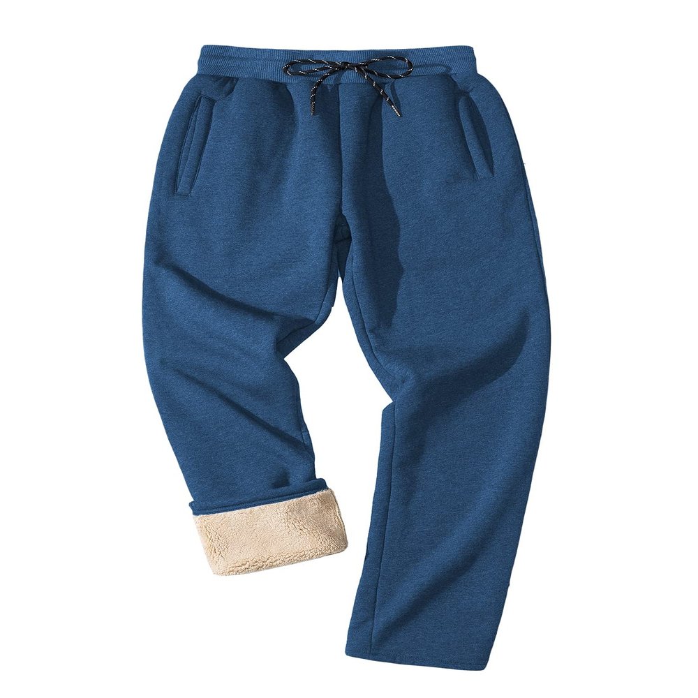 FASKUNOIE Men's Athletic Pants Super Thick Fleece Heavyweight Activewear Winter Hiking Ski Snowboard Sweatpants Blue Gray