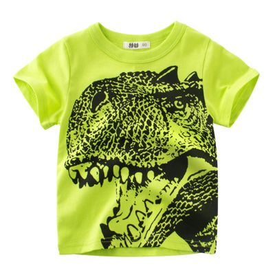 Toddler Kids Baby Boys Girls Dinosaur Short Sleeve Crewneck T Shirts Youth Boys Sleeveless (`-Green, 2-3 Years)