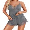 Avidlove Pajama Set for Women Sexy Sleepwear Pajamas Cami Pajamas Set Lace Sleepwear Soft Nightwear Shorts Set Summer Pj Sets(Drey,S) Dark Grey view 1