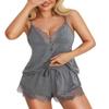 Avidlove Pajama Set for Women Sexy Sleepwear Pajamas Cami Pajamas Set Lace Sleepwear Soft Nightwear Shorts Set Summer Pj Sets(Drey,S) Dark Grey view 2