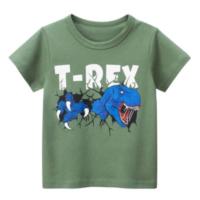 Toddler Kids Baby Boys Girls Dinosaur Short Sleeve Crewneck T Shirts Tops Tee Clothes for Children (Green #0, 6-7 Years)