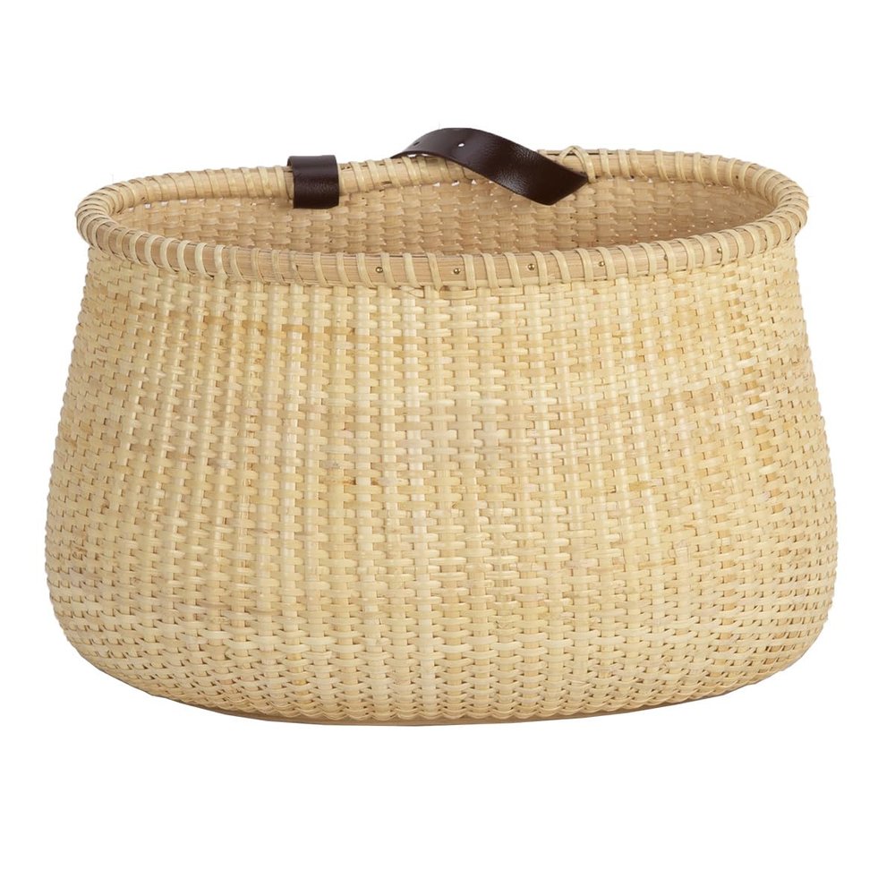 Teng Jin Nantucket Bicycle Basket Cane Woven Egg Shape Toto Basket (3mm Braid)