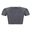 Yhong Women's Smooth Crew Neck Short Sleeve Casual Spandex Crop Top T-Shirt Slim Fit Casual Compression Workout Vest Grey X-Large view 4