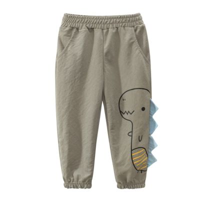 Toddler Kids Baby Boys Cotton Pull On Sweat Pants Dinosaur Elastic Basic Long Pants Joggers Wax (0-Khaki, 1-2 Years)