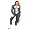 Bemeiren Women's Animal Bodysuit Costume with Big Tail Print Petsuit Spandex Furry Jumpsuit Cosplay Halloween Party Werewolf view 2