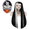 Mildiso Lily Munster Long Wigs for Munster Costume - Black, White Hair with Cap - Halloween M086BW view 1