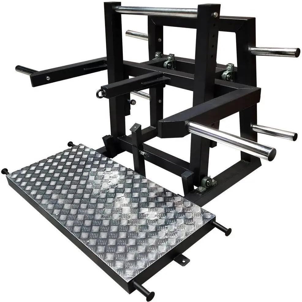 French Fitness FF-BSM20 Belt Squat Machine  11 Gauge Steel, Diamond-Plated Footplate, 4 Weight Horns, Resistance Band Anchors, Large Platform for Squats, Rows, and More