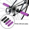 X AUTOHAUX 2 Pair 100x28mm Universal Aluminum Alloy Axle Rear Foot Pegs Footrests for BMX MTB Bike Bicycle Fit 3/8 Inch Black Purple view 2