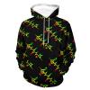 Reggae Music Pulse Heartbeat Unisex Hoodie Long Sleeve Drawstring Pullover Printed Hooded Sweatshirt with Pockets 2XL view 1