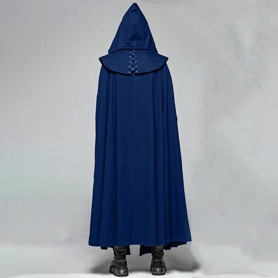 snowshine Men's Gothic Hooded Cloak Renaissance Medieval Halloween Costume Retro Cardigan Cape Cosplay Party Blue X-Large
