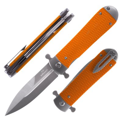 Firebird GANZO Adimanti Samson-OR Folding Pocket Knife Razor Sharp D2 Steel Blade Ergonomic G10 Anti-Slip Handle with Clip Hunting Fishing Camping Outdoor Flipper EDC Pocket Knife (Orange)