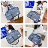 Blue Gym Bag for Women, Waterproof Travel Duffle Bag Carry On Weekender Bag with Shoe Compartment & Wet Pocket, Gym Tote Bag for Travel, Workout, Sport view 2