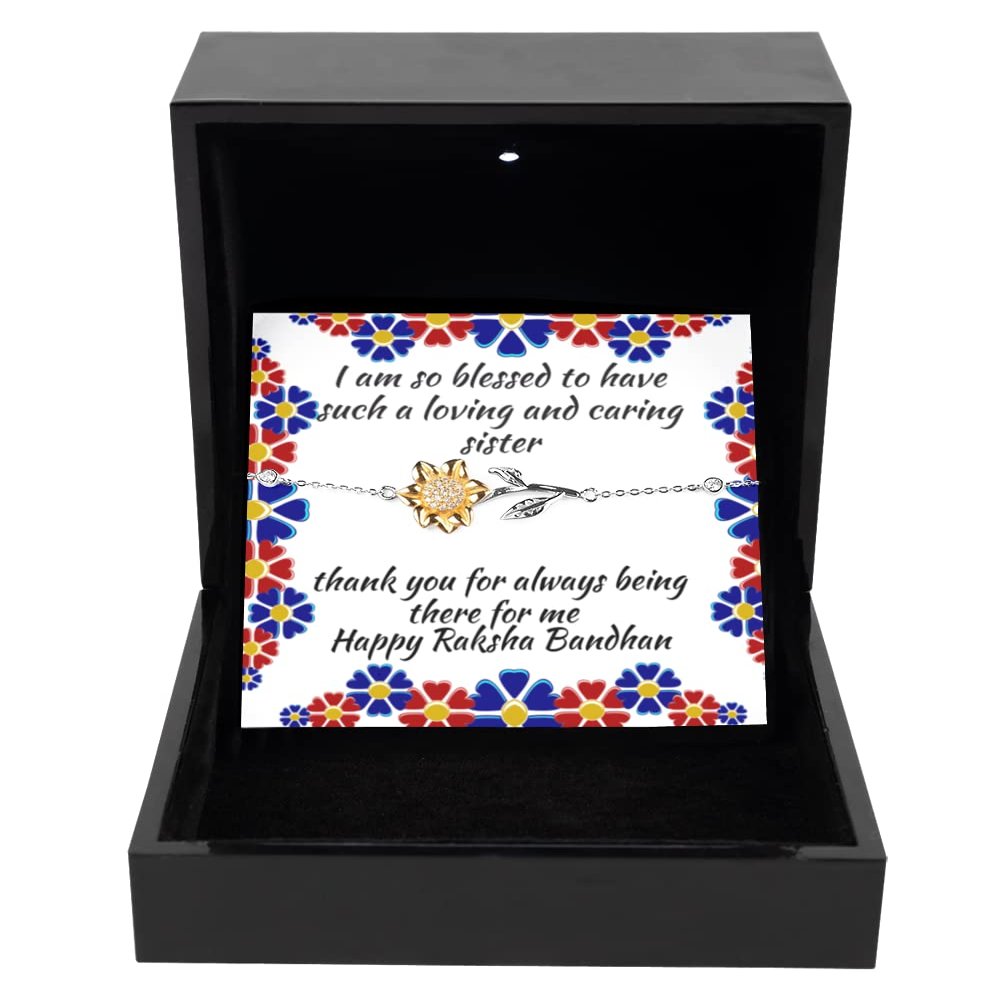 Sunflower Bracelet Luxury Box Raksha Bandhan Gifts, Gift For Sister, Sunflower Bracelet, Jewellery Gifts From Brother To Sister, Raksha Bandhan Gift Idea