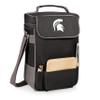 PICNIC TIME NCAA Michigan State Spartans Duet Wine and Cheese Tote, Insulated Wine Carrier Bag with Cheese Board, (Black with Gray Accents) view 1