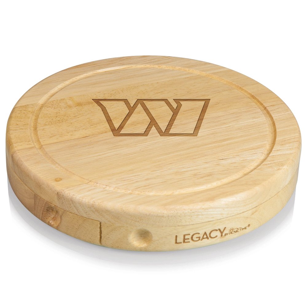 PICNIC TIME NFL Washington Commanders Brie Cheese Board and Knife Set - Charcuterie Board Set - Wood Cutting Board
