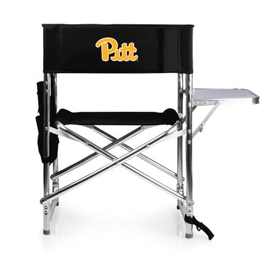 PICNIC TIME NCAA Pittsburgh Panthers Sports Chair with Side Table, Beach Chair, Camp Chair for Adults, (Black)